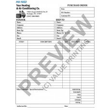 HV-1022 HVAC Purchase Order Form To Vendors